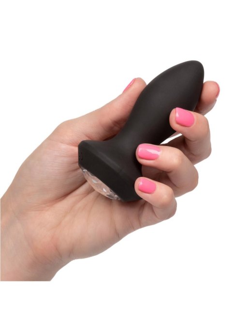 Czarny wibrujący korek analny zatyczka z diamentem