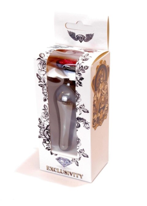 Długi stalowy korek plug analny z kryształem 2,7cm