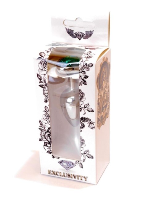 Metalowy plug analny korek kryształ serce 7cm