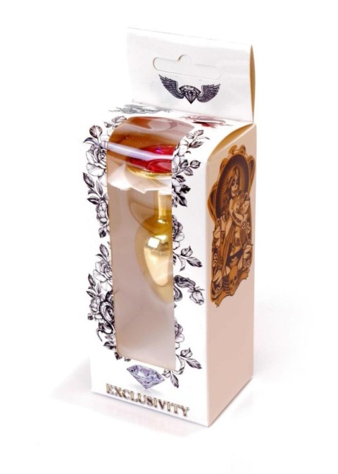 Stalowy korek analny plug złoty sex kryształ 7cm