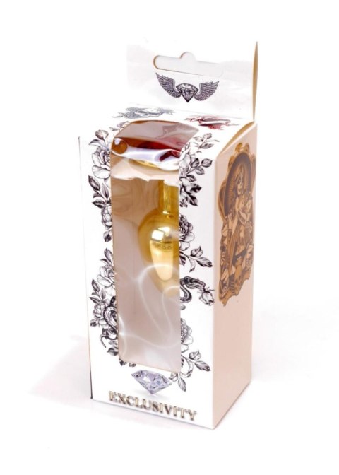 Stalowy korek analny plug złoty sex kryształ 7cm