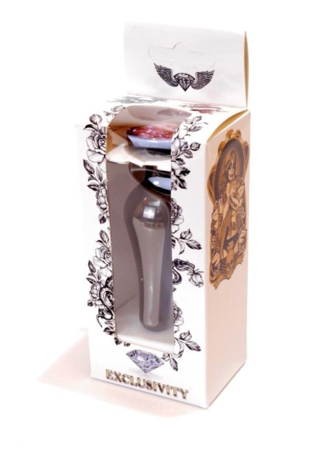 Długi stalowy korek plug analny z kryształem 2,7cm