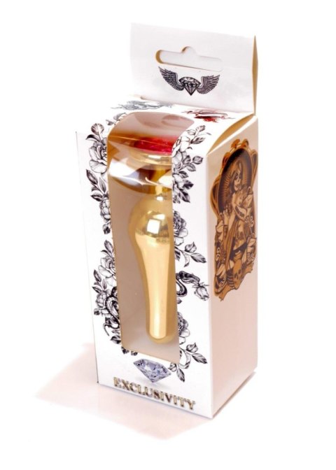 Stalowy korek analny złoty metalowy kryształ 9cm