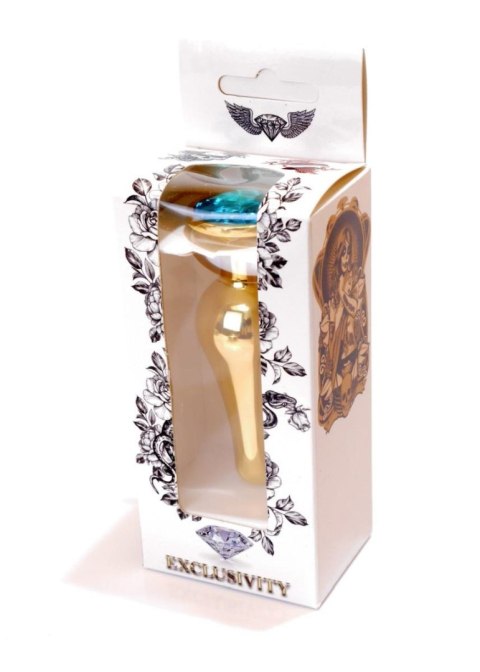 Stalowy korek analny złoty metalowy kryształ 9cm