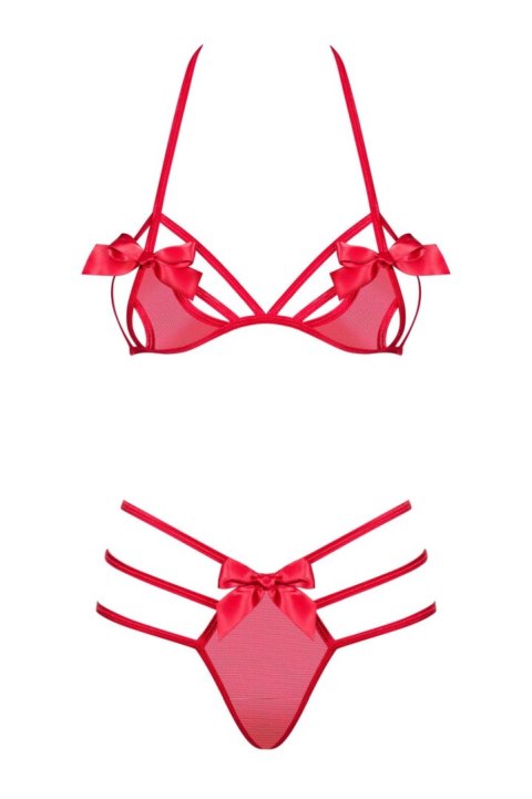 Czerwony komplet biustonosz stringi giftella l/xl
