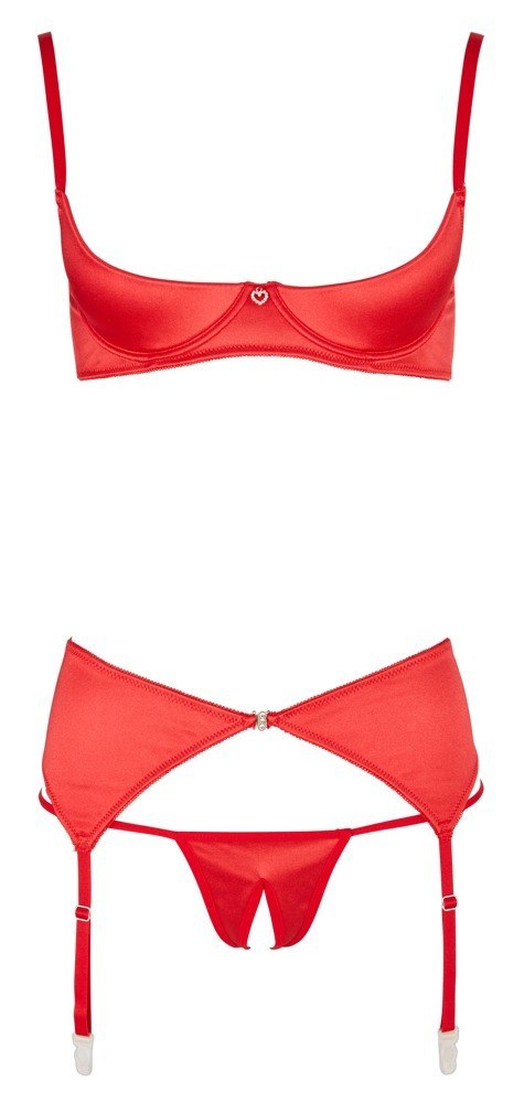 Shelf Bra Set red 80B/M