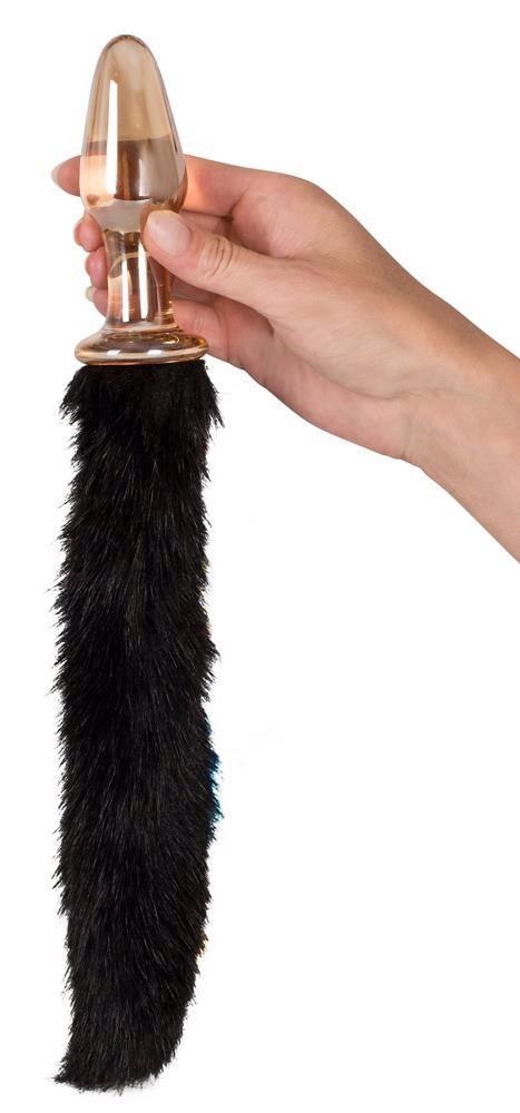 Szklany korek analny plug zatyczka z sex ogonem