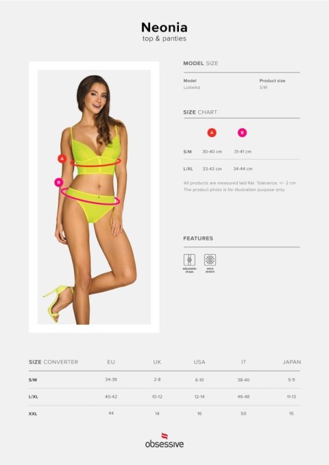Komplet bielizny top figi - obsessive neonia s/m