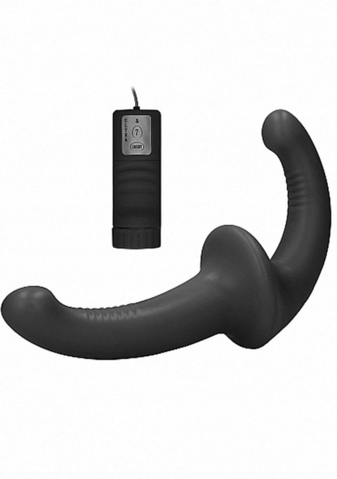 Strap-on podwójne prążkowane dildo czarne wibracja