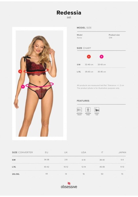 Biustonosz stringi komplet obsessive redessia l/xl