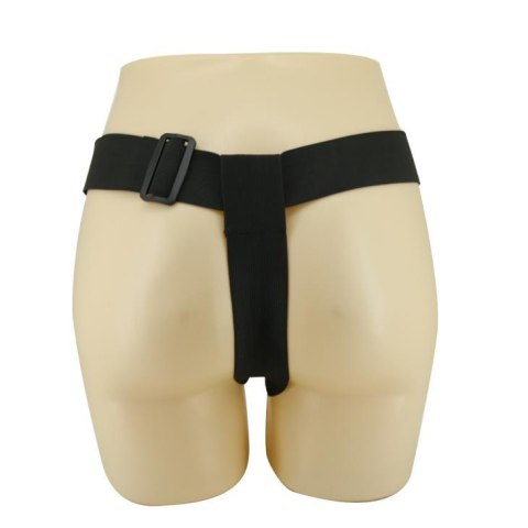 Majtki na szelkach z zakrzywionym czarnym dildo