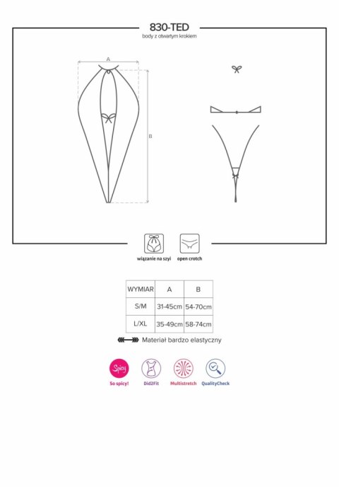 Body z otwartym wyciętym krokiem obsessive l/xl