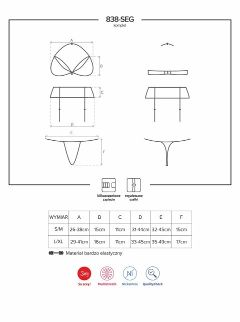 Czerwony komplet biustonosz stringi 838-seg-3 l/xl