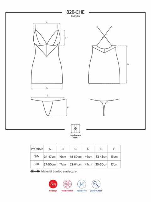 Komplet czarna koszulka sex stringi 828-che-1 l/xl
