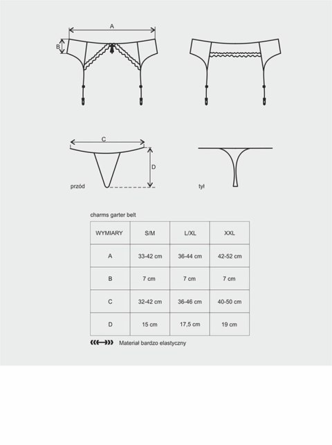 Stringi i pas do pończoch komplet obsessive xxl