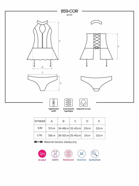 Gorset ze spódniczką figi komplet obsessive l/xl