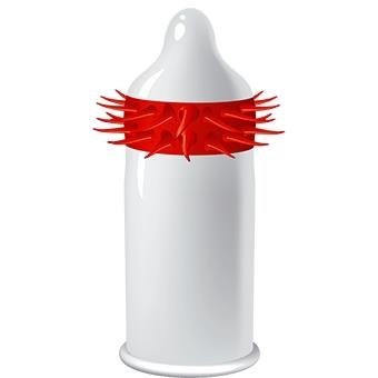Prezerwatywy z fakturą wypustkami egzo hot red