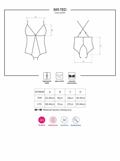 Wycięte w kroku body siateczkowe obsessive s/m